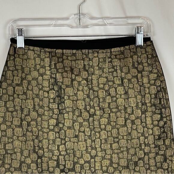 LOFT Metallic Black Gold Party Event Disco Y2K Pencil Skirt NWOT Size 2P - Picture 2 of 11
